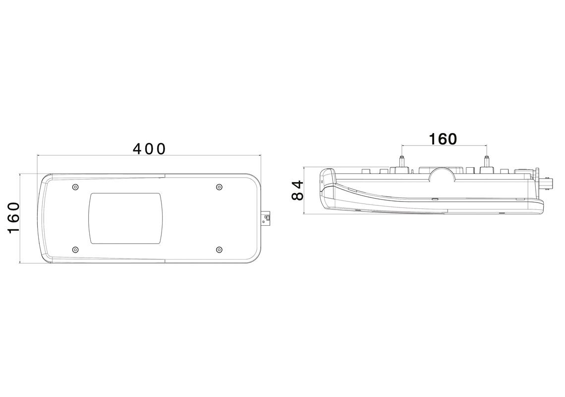 Rear lamp LED Left, License plate, HDSCS 8 pin side conn